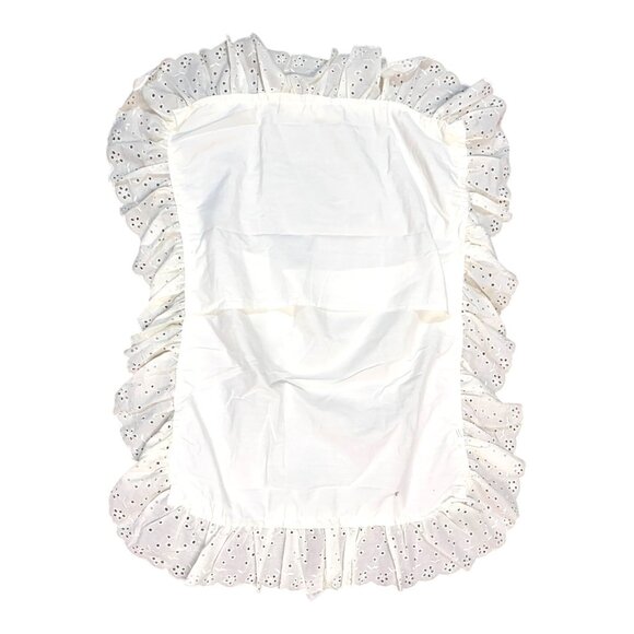 Vintage Eyelet Ruffle Pillow Sham 25"x17" Cotton & Polyester White Cottagecore - Picture 3 of 4